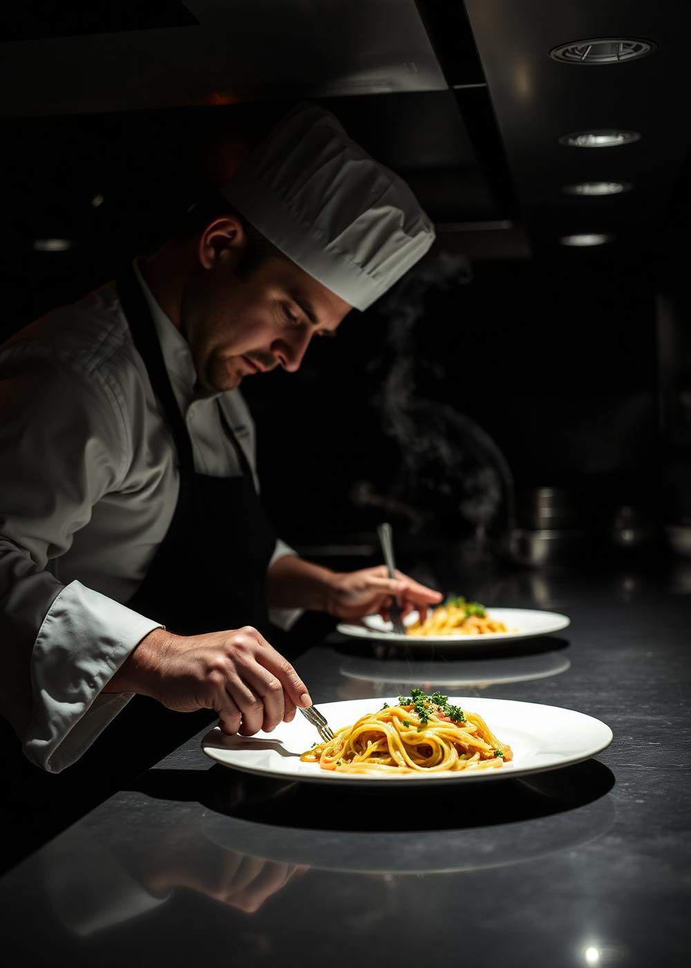 Cozinha profissional em operação