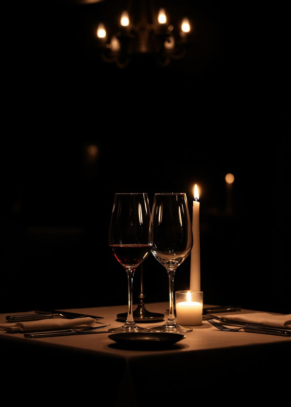Mesa íntima à luz de vela